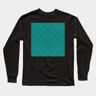 Gold & Teal Geo Pattern Long Sleeve T-Shirt